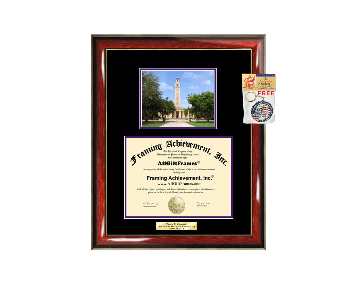 Diploma Frame Louisiana State University LSU Graduation Gift Idea Engraved Picture Frames Engraving Degree Large Cheap Graduate Bachelor Masters MBA PHD Doctorate School