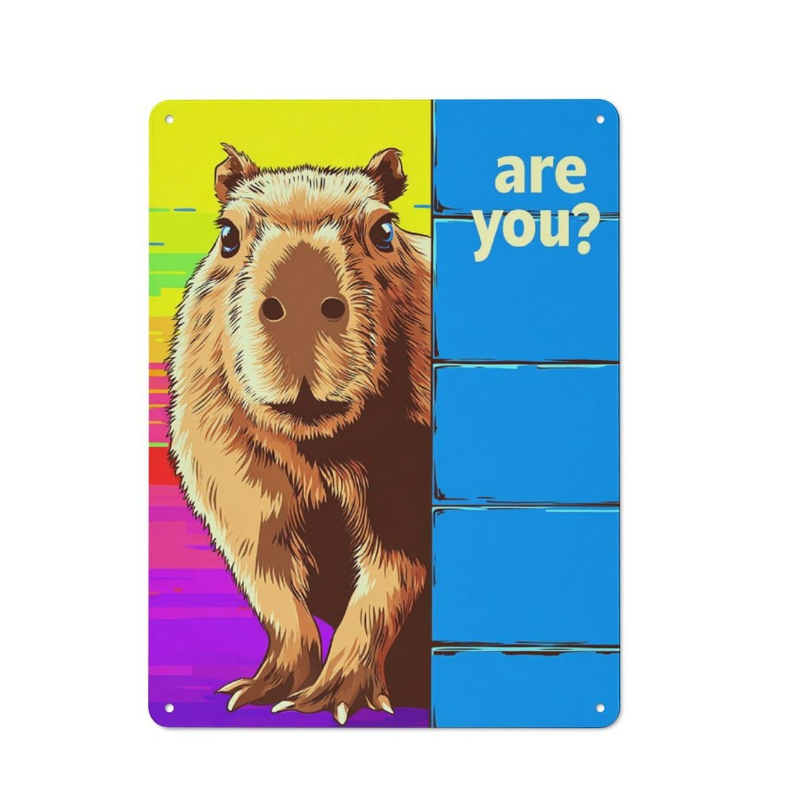 Junmoney Curious Capybara Corner -1 40X30cm Rustic Metal Plaque With For Café Or Restaurant, For Themed Interiors In Cafés And Restaurants