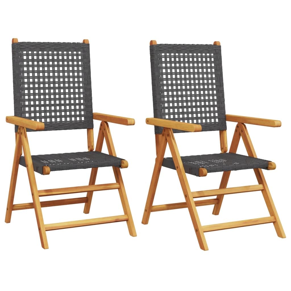 Chaises de jardin lot de 2 noir bois massif d'acacia fauteuil terrasse extérieur durable