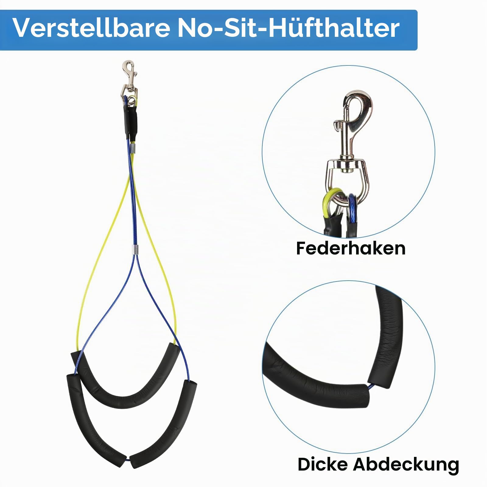 Hundepflegebügel mit Doppelklemme - Höhenverstellbar (72-97cm) Hundezubehör für Hunde - inkl. Schlaufe & Nicht Sitzenden Haunch-Halter - für Baden, Föhnen, Fellpflege & Krallenpflege bei Hunden