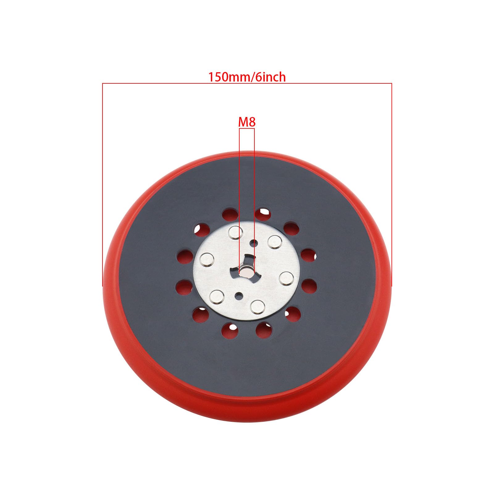 Tampone abrasivo compatibile con Bosch GET 75-150 GEX 34-150 GEX 40-150 Hook & Loop Platorello 6 pollici 150 mm 72 fori sostituisce OE 2608900007