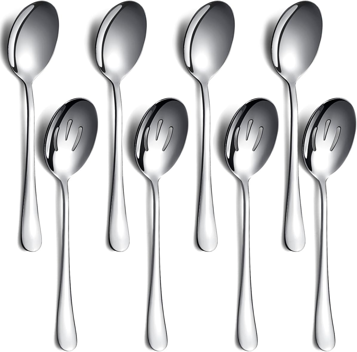 Serving Spoons Pack of 8, Kyraton Large Serving Spoons for Buffet, Stainless Steel Sering Utensils Set for Parties, Gift Wife, Mother, Chrismas