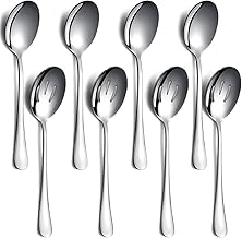 Serving Spoons Pack of 8, Kyraton Large Serving Spoons for Buffet, Stainless Steel Sering Utensils Set for Parties, Gift for Wife, Mother, Chrismas