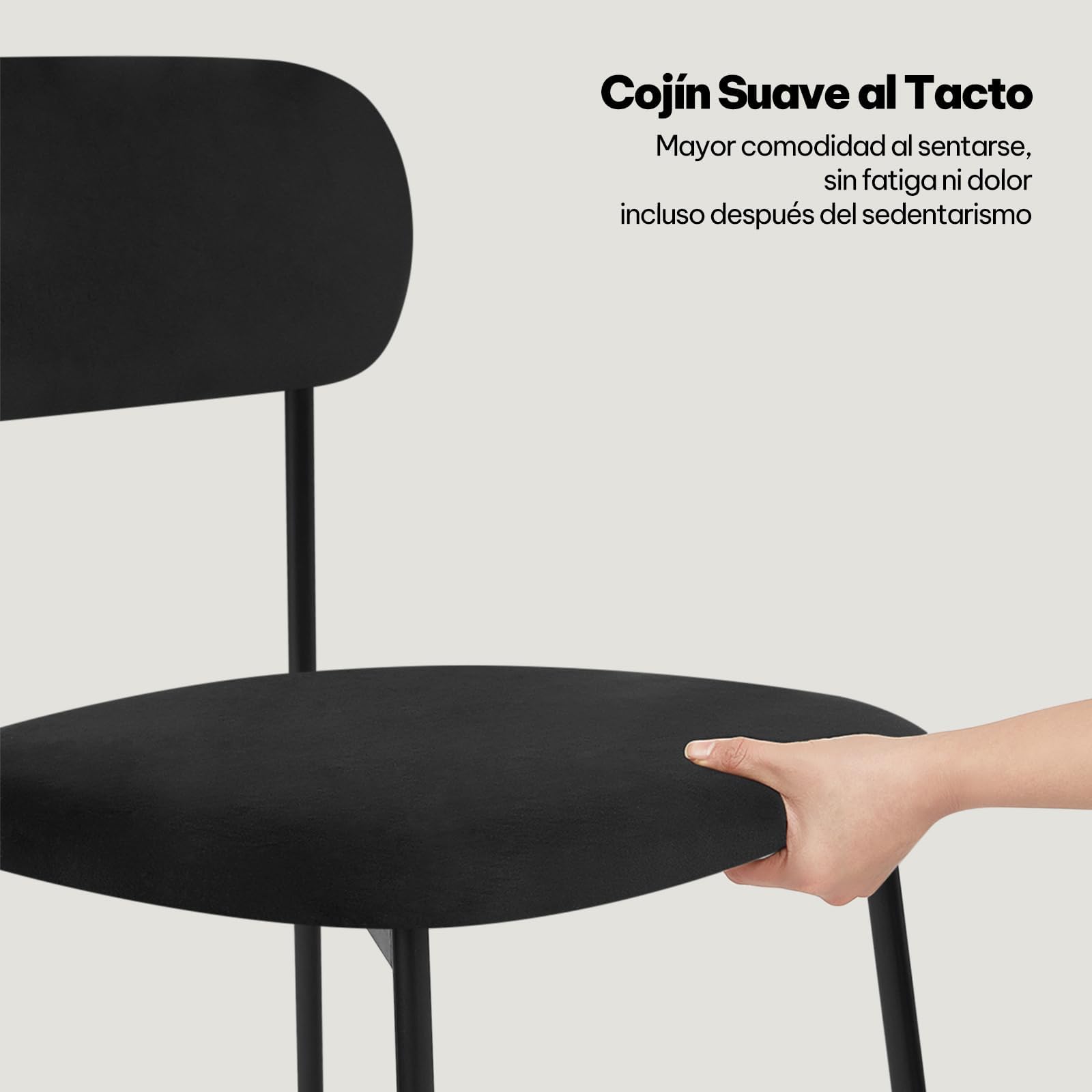 Lestarain 4X Sillas Comedor con Respaldo, Sillas Cocina con Asiento Tapizado, Sillas Modernas para Dormitorio, Salón y Cocina, Sillas Comedor Nórdicas, Terciopelo, Negro