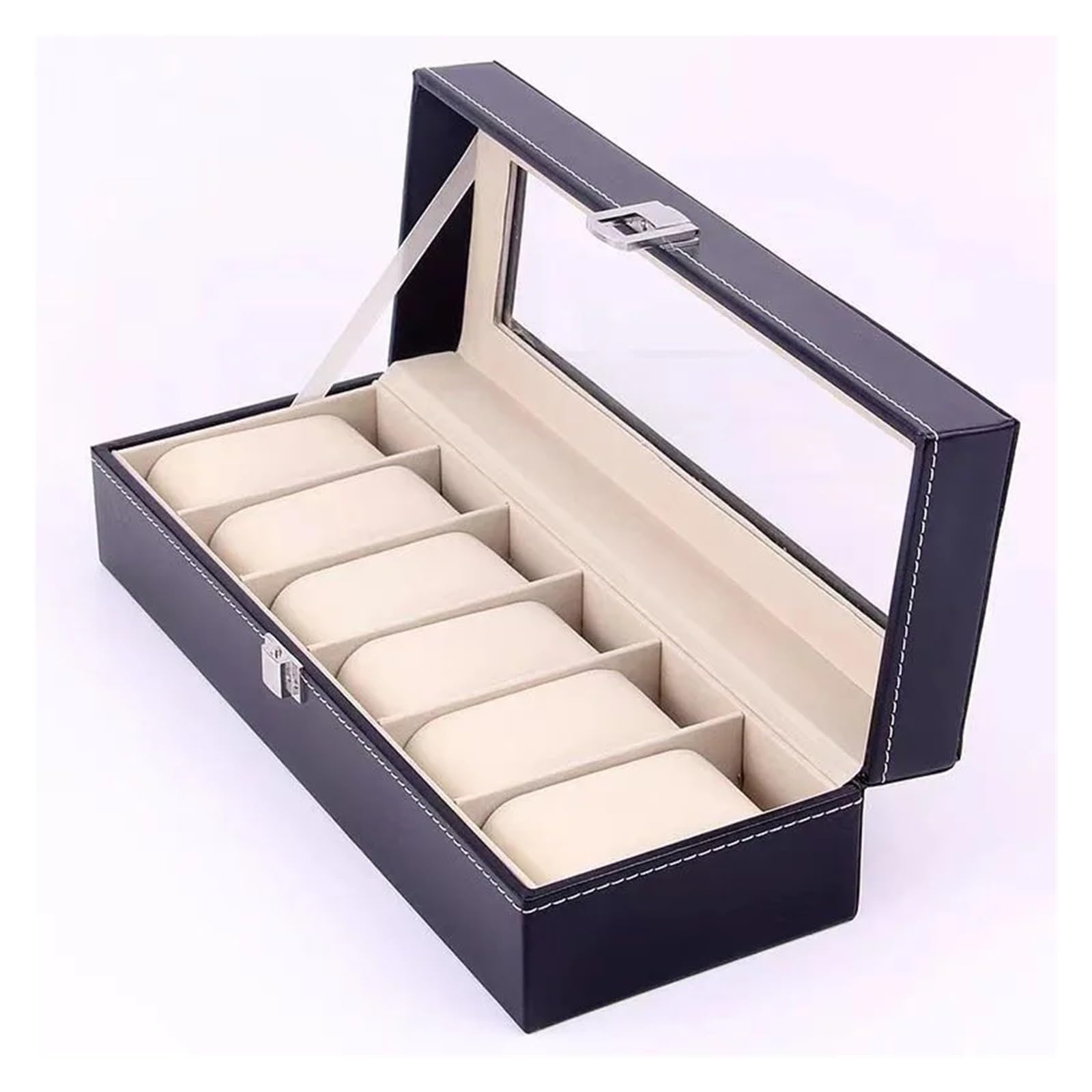 Uhrenbox 2/3/4/5/6/8/10/12 Slots PU Leder Uhr Box Traditionellen Stil Uhr Lagerung Box Geschenk Uhr Fall Mit Schloss Uhrenkoffer(Beige 12 Positions)