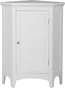 Teamson Home Glancy Wooden Small Corner Freestanding Floor Cabinet with 1 Adjustable Shelf 2 Storage Spaces 1 Door and 1 Chrome-Finished Knob, White