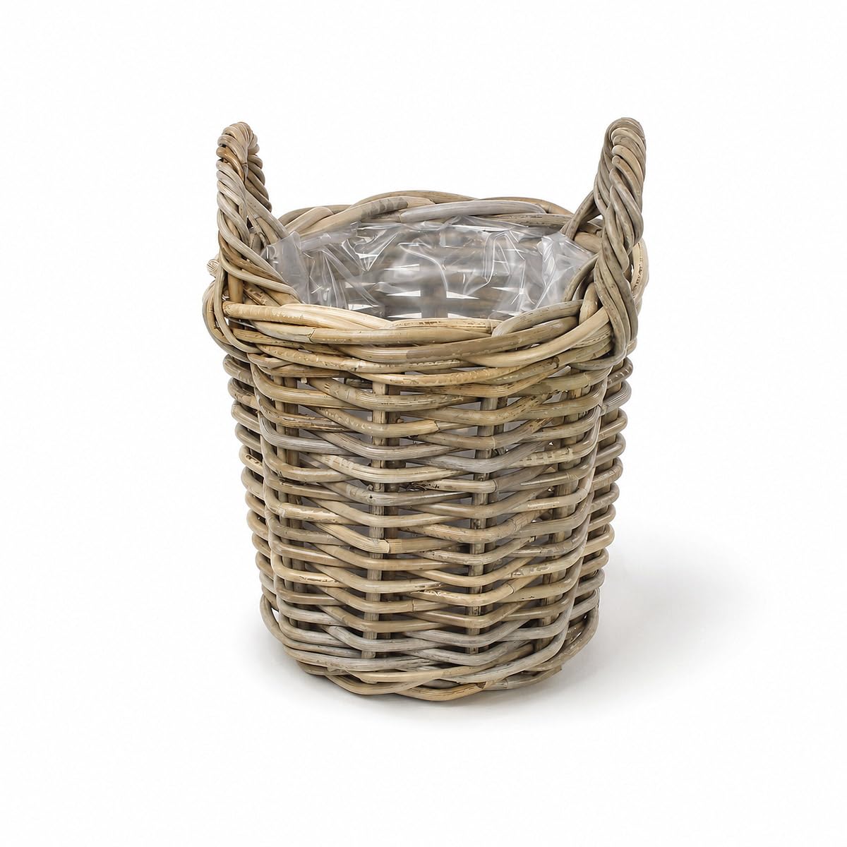 Gadsby Kubu Rattan Round Planter with Plastic Liner