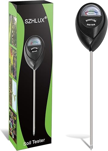 SZHLUX SZ-DZ-B - Medidor de humedad para plantas en maceta, jardinería, césped (no necesita batería), color negro