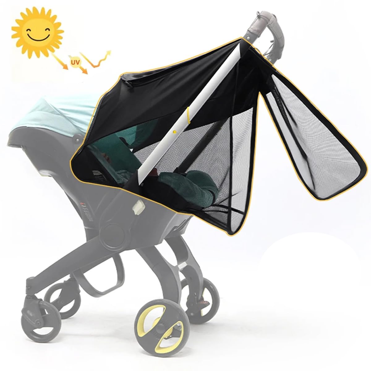 PandaEar Pare-soleil pour Poussette et Siège Auto Bébé, Housse Universelle Imperméable pour Poussette, Canopy Anti-Vent pour Tout-Petits, Protection Solaire UPF 40