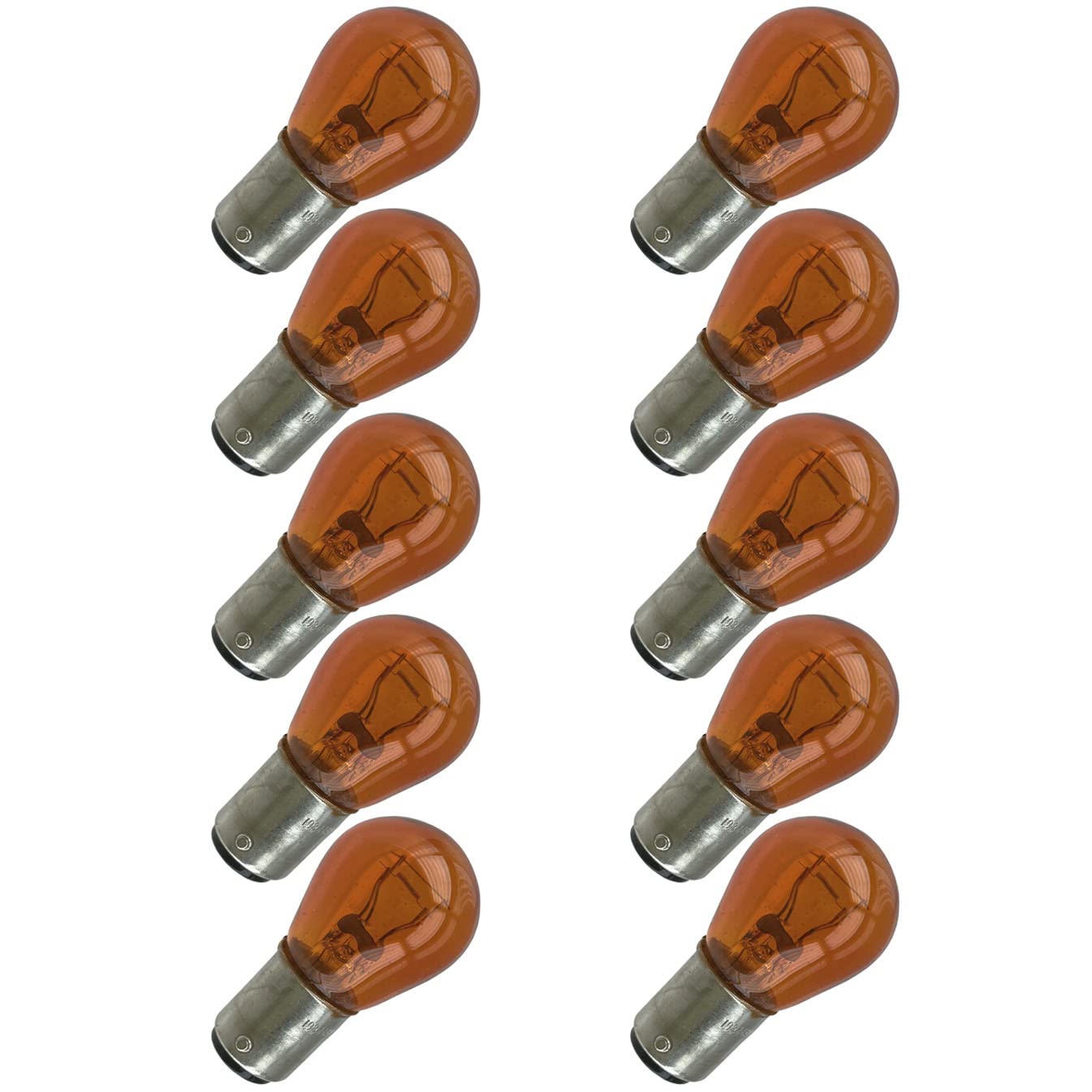 Replacement For ACDelco L2357NA (GM Part #19344845), BAY15D Base, Amber Automotive Light Bulb (10 Pack)