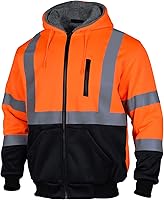 Vista 12 de VENDACE Chaqueta de sudadera reflectante de seguridad ANSI Clase 3 de alta visibilidad para hombre con cremallera de forro polar de lana con parte