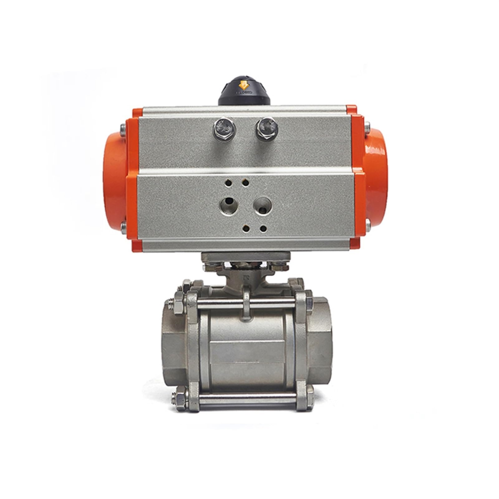 BOOGHIGC Q611F-16P 2-1/2inch Three Piece 304 Stainless Steel High Platform Pneumatic Ball Valve DN65 With Double Acting Cylinder 1Pcs