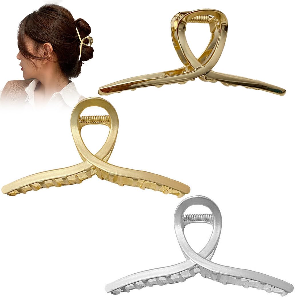 3 pinzas grandes para cabello largo con forma de plátano