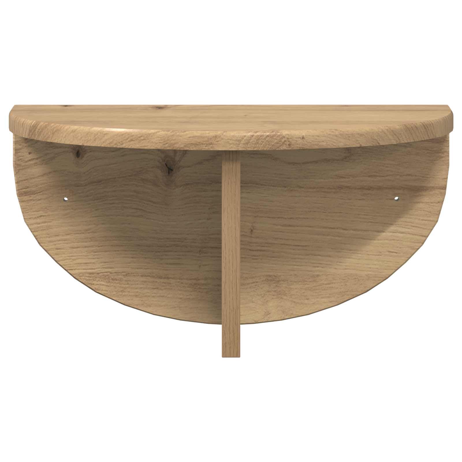 Makastle Étagère Murale en Bois d'Ingénierie, Fixation Murale, Chêne Artisanal, 38 x 19 x 19 cm, Forme Demi-Cercle