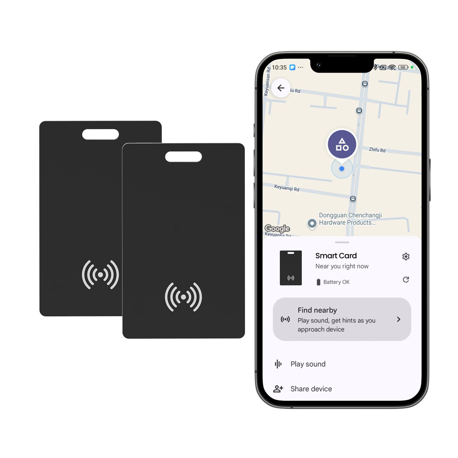 Wallet Tracker Karte für Android Wiederaufladbares Air Tag Card, Kompatibel mit der Google Find Hub App (Android nur), 1.8mm Ultra-Dünner, Kabelloses Laden, IP68 Wasserdicht, für Schlüssel, Gepäck