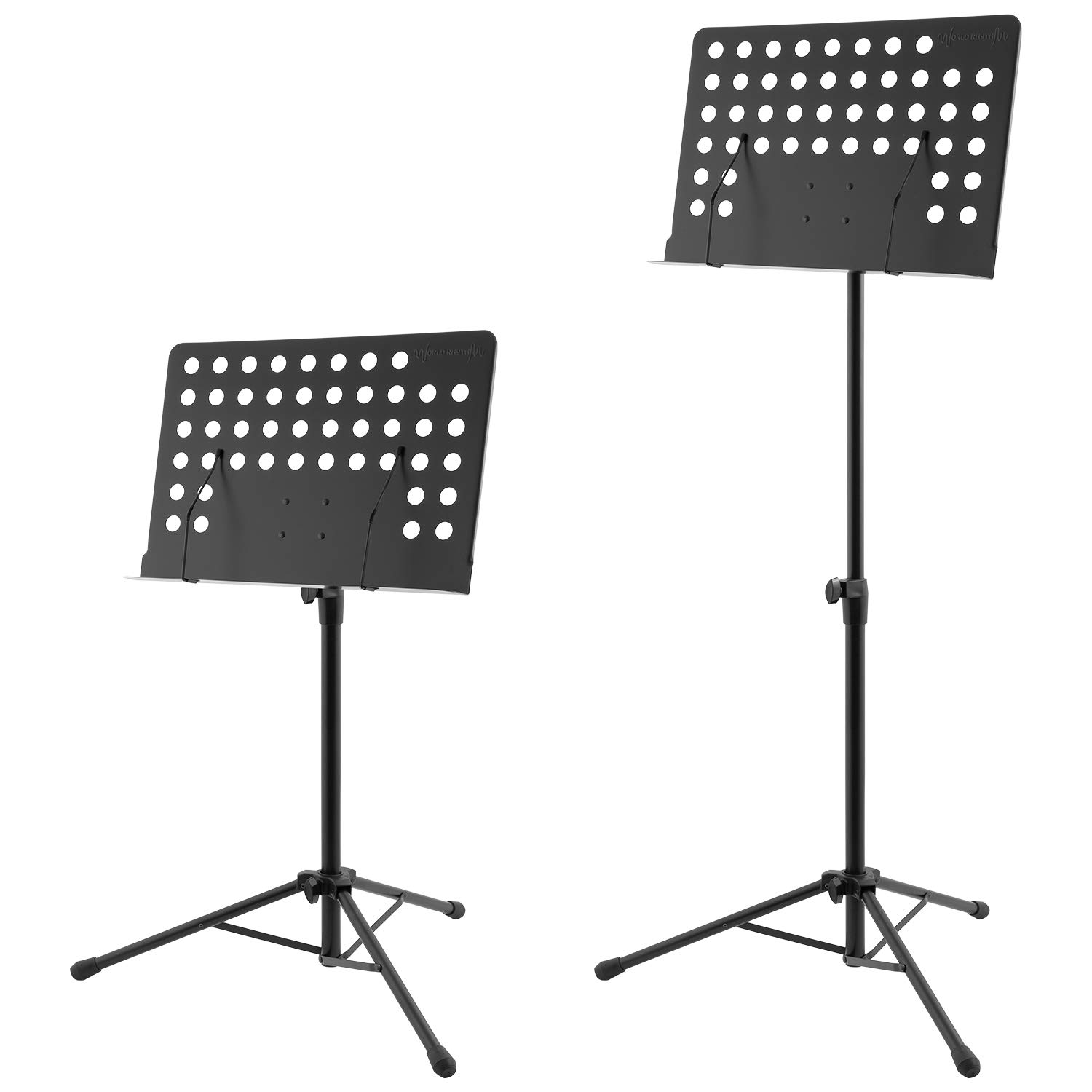 Soporte de música orquestal World Rhythm - Soporte para partituras de altura ajustable con retenedores de página y base de trípode | Soporte para partituras de altura ajustable con retenedores de página y base de trípode