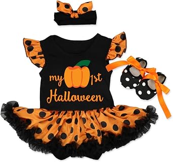 REXREII Baby Girls Halloween Costumes Princess Birthday Romper Tutu Dress Christmas Party Fancy Outfits w/Headband Shoes
