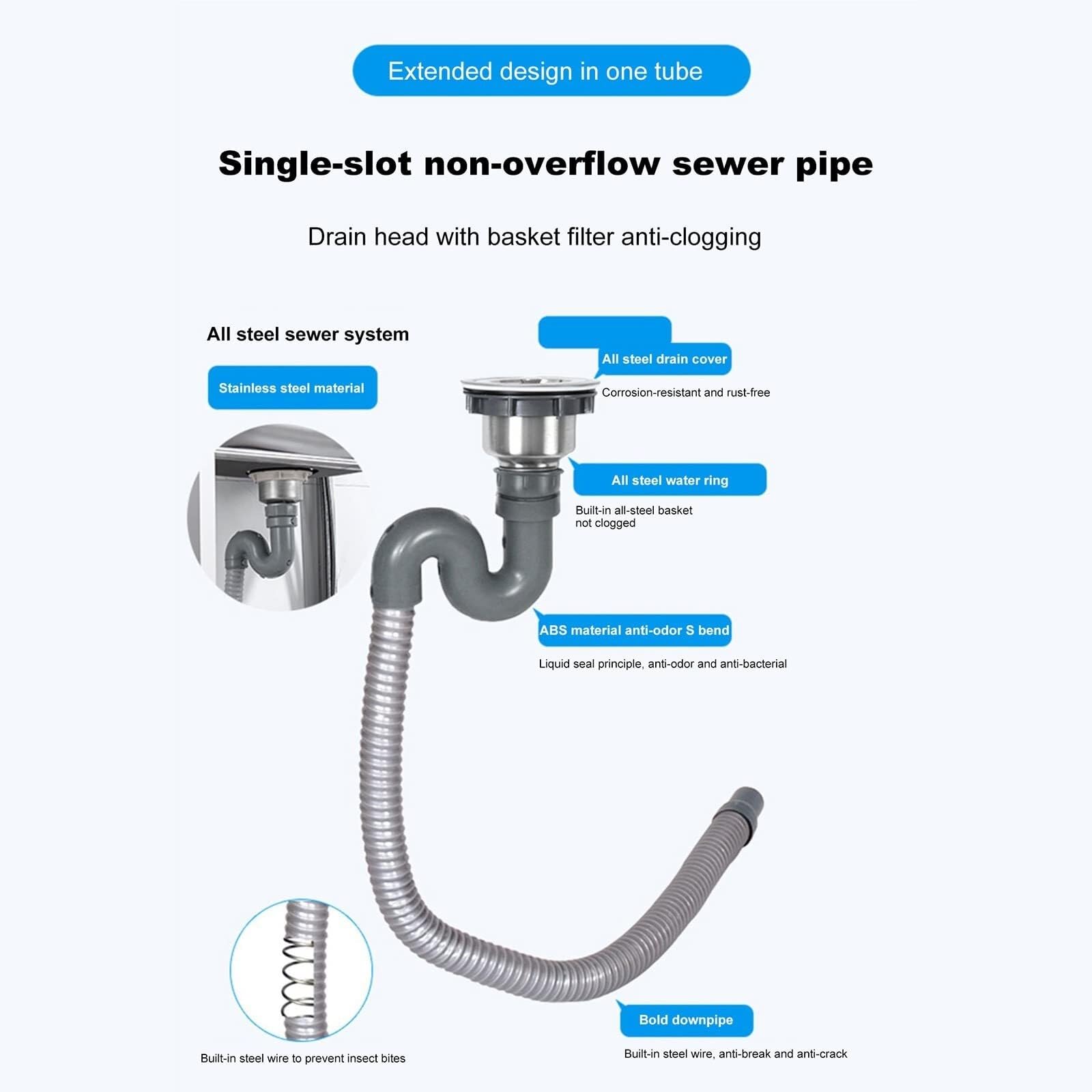 SDdPulse Lavello da cucina portatile in acciaio inox – Lavello da cucina indipendente a vasca singola con rubinetti per acqua calda e fredda per casa e catering, tipo B-1