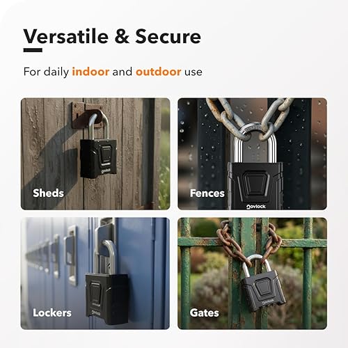 Miniatura 8 de Candado de combinación para exteriores, resistente, grande, resistente a la intemperie con código, para puertas, vallas, cobertizos, taquillas,