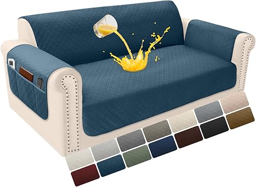 Miniatura 53 de Funda de terciopelo 100 % impermeable para perros, funda de sofá lavable para sofá de 3 plazas, juego de fundas acolchadas y antideslizantes con