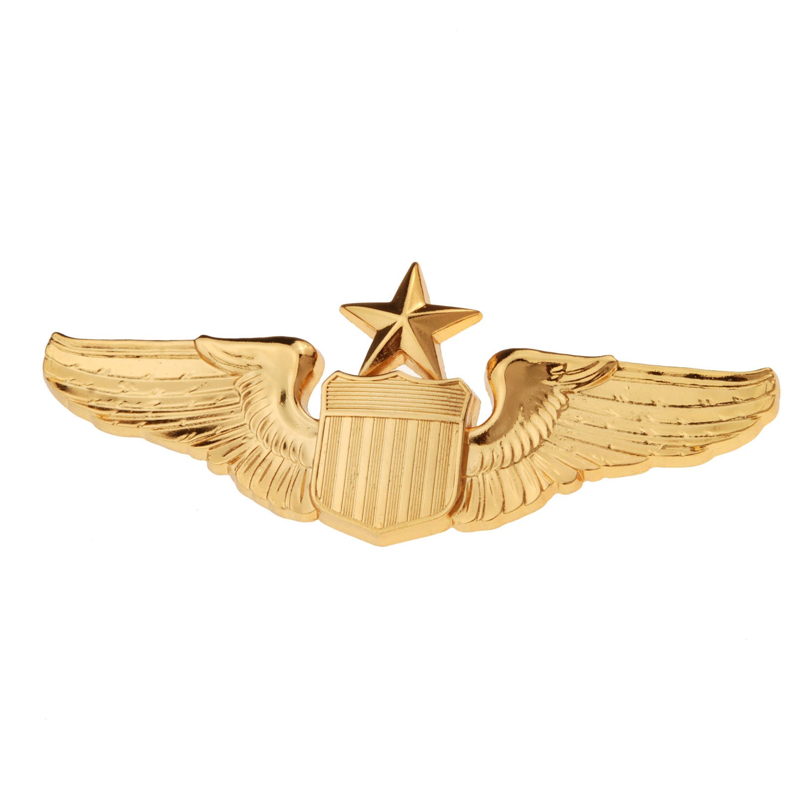 USAF U.S. Air Force Senior Pilot Metal Wing 1.5" X 3" Gold Tone Pin