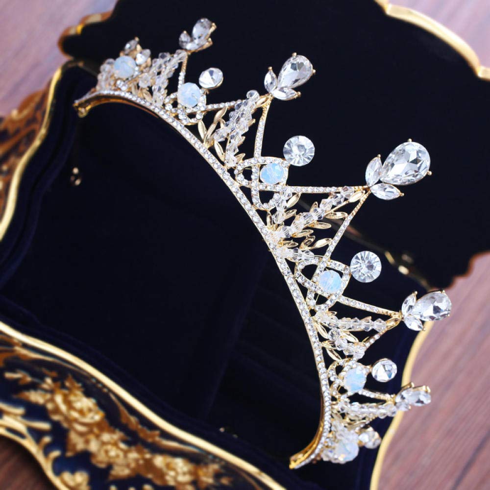 Tiara, stop strasu, biżuteria na głowę, dla panny młodej, ze złota, prosta, modna, na wesele, wesele, ozdoba do włosów, opaska na czoło w stylu vintage, prezent