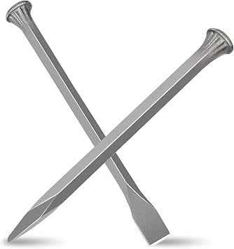 2 PCS Cold Chisel Set, 300mm Flat and Pointed Chisels Rock Cold Steel Chisel 12 Inches Heavy Duty Stone Chisels for Concrete Brick Tile Granite Cement
