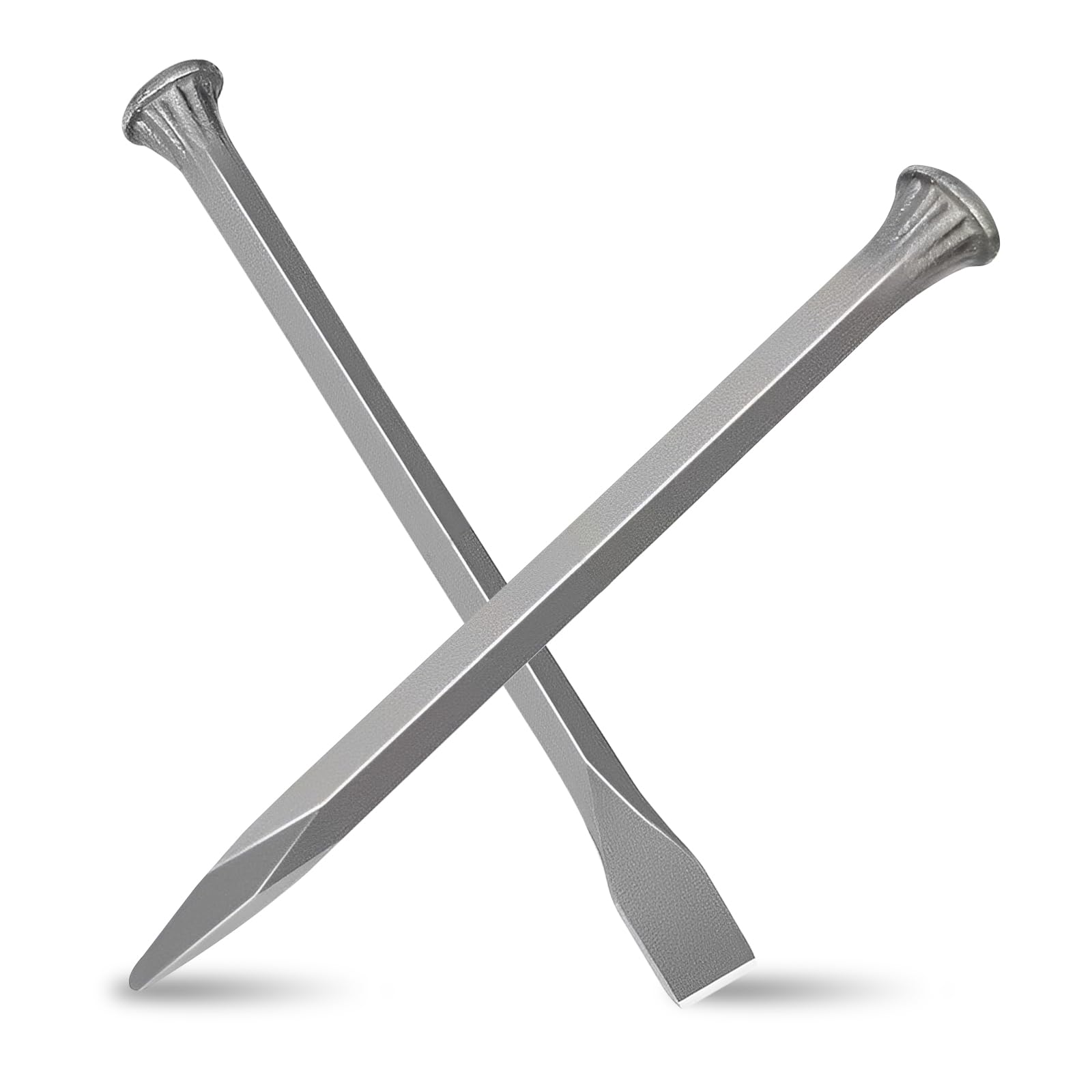 2 PCS Cold Chisel Set, 300mm Flat and Pointed Chisels Rock Cold Steel Chisel 12 Inches Heavy Duty Stone Chisels for Concrete Brick Tile Granite Cement