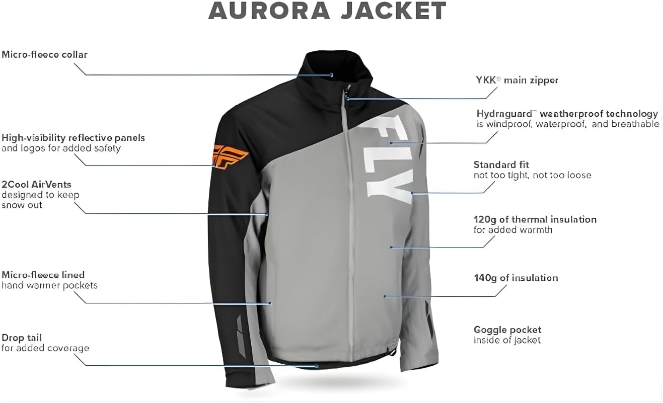 Fly Racing Aurora Men's Snow Jacket and Bib Set - Waterproof Windproof Tech, Insulated Snow Suit, Snowmobile, Ski Bibs - Image 8