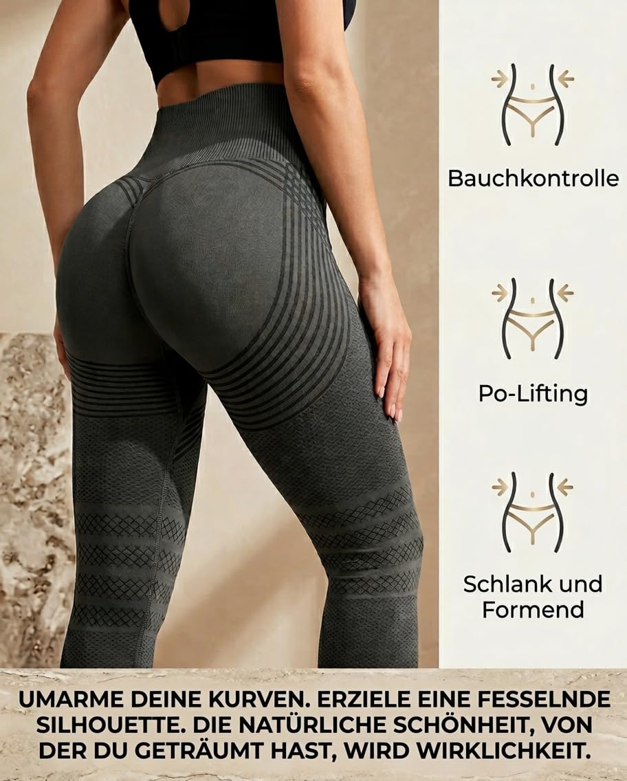 3D Kompressionleggings Damen Anti Cellulite Lipödem Scrunch Sportleggings High Waist Push up Gym Yogahose