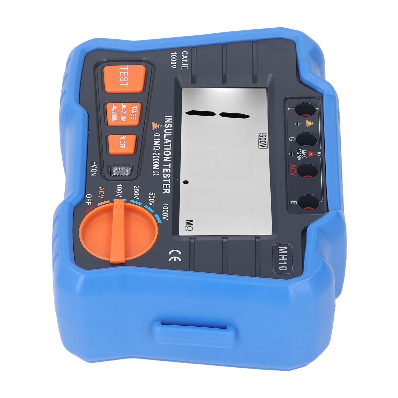 flexman Medidor digital de megaohmios, probador de aislamiento de resistencia a tierra eléctrica de alta precisión con cubierta duradera de protección contra caídas y pantalla grande LCD (Azul)