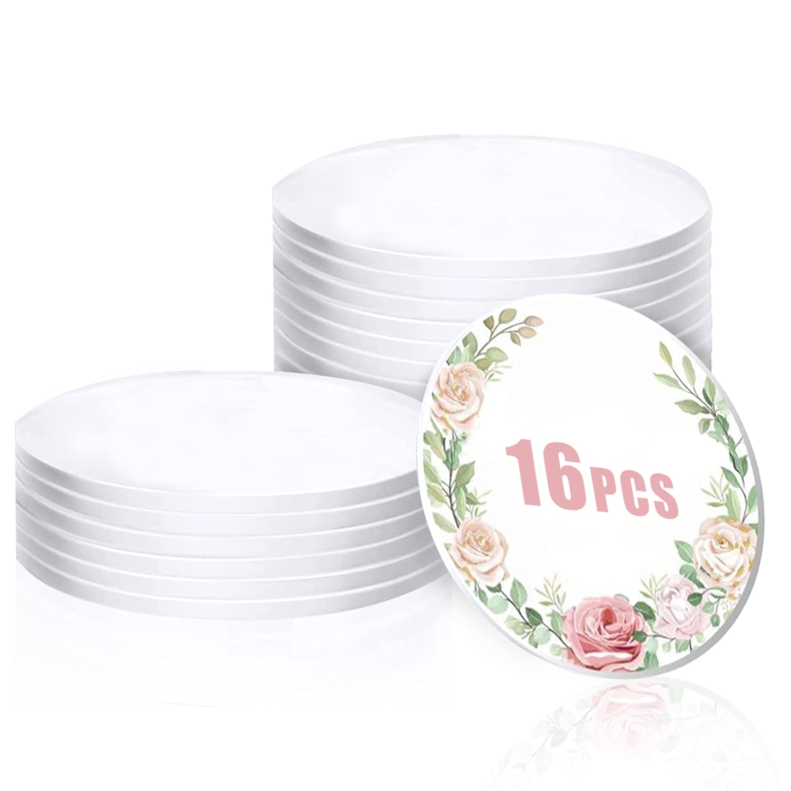 16 Pcs Acrylic Circle Blanks,4 Inches Round Acrylic Disc,0.08 Inch Thick Acrylic Plastic Disc Transparent Round Acrylic Panel Circle Acrylic Sheets Sign for Picture Frame Painting DIY Crafts