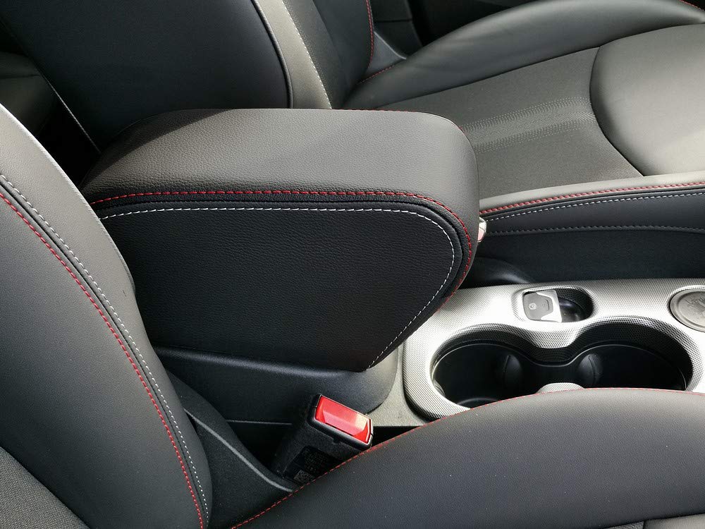 Bracciolo compatibile per 500X Sport ecopelle nero DOPPIE cuciture rosso e grigio chiaro REGOLABILE IN LUNGHEZZA Armrest mittelarmlehne compatibile 500X