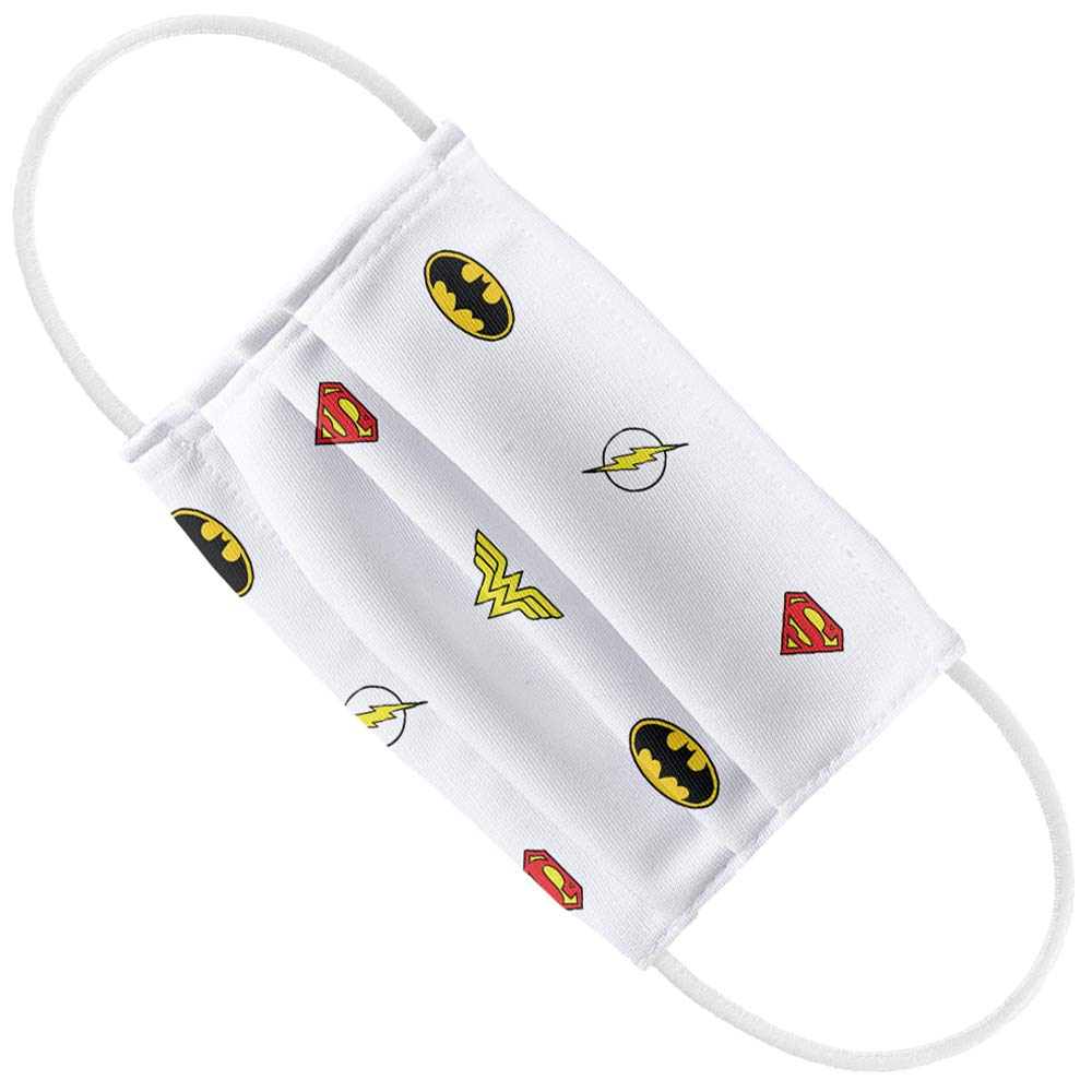 Popfunk Justice League Kids Small Logo Pattern 1-Ply Reusable Face Mask Covering with Adjustable Nose Wire