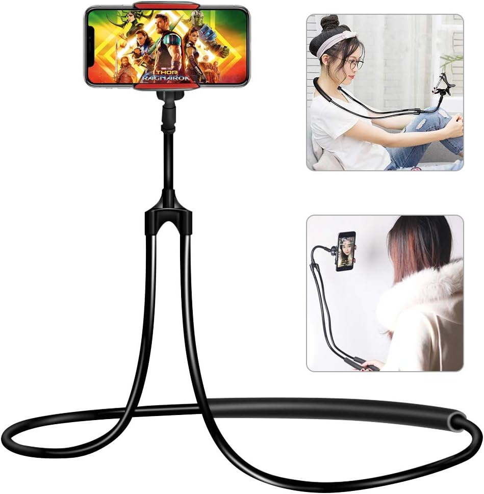 Cell Phone Neck Holder, Gooseneck Lazy Neck Phone Mount, Universal Mobile Phone Stand, Hanging Phone Holder Free Your Hands for iPhone and Android Smartphone