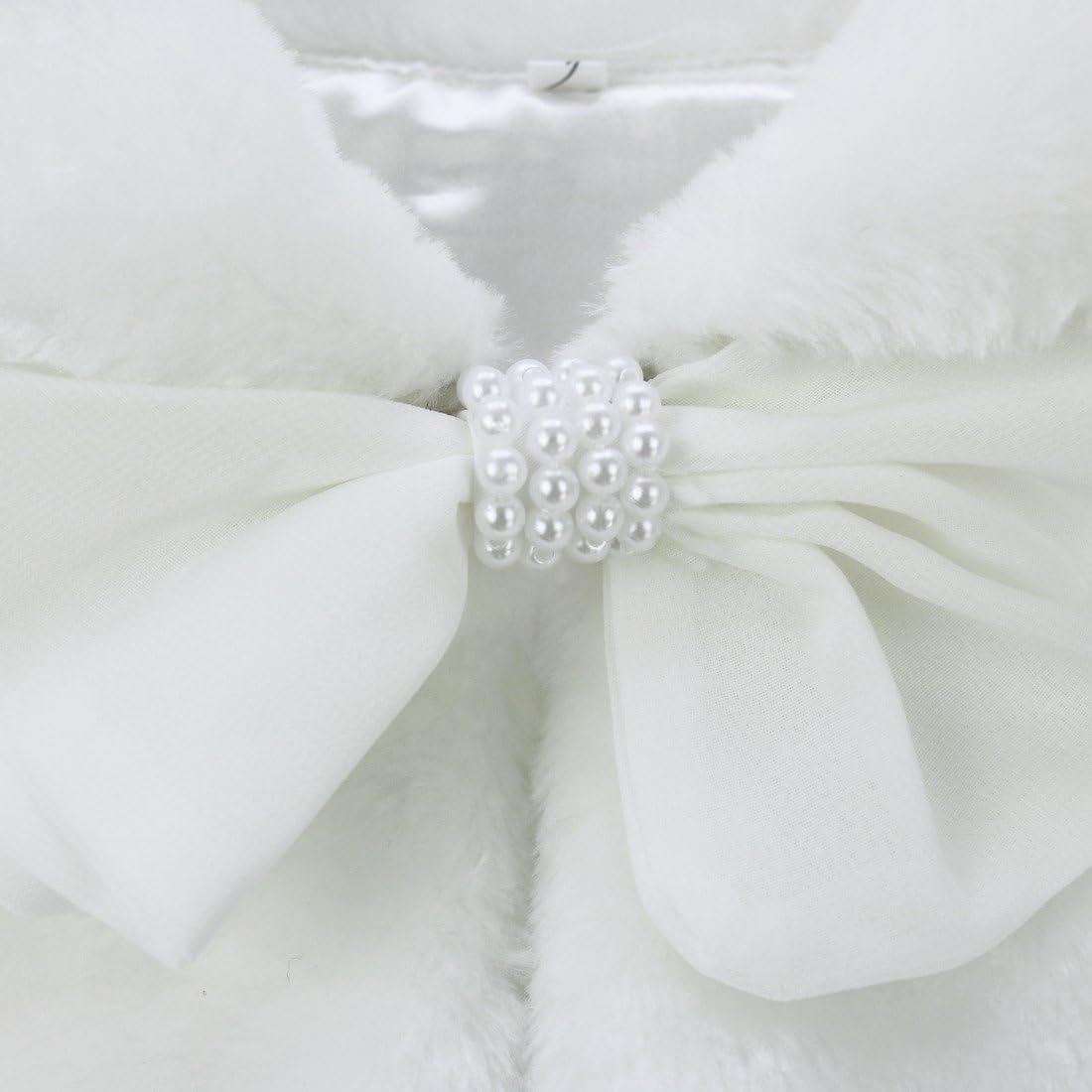 Agoky Flower Girls Faux Fur Bolero Shrug Shoulder Wrap Cape Wedding Prom Party Dress Cape Coat Stole