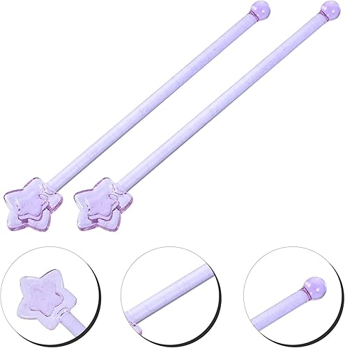 Miniatura 8 de Happyyami Palitos de cristal con forma de estrella, 2 unidades, para cóctel, palillos para agitar, varilla, mango de palo, cuchara mezcladora, café,