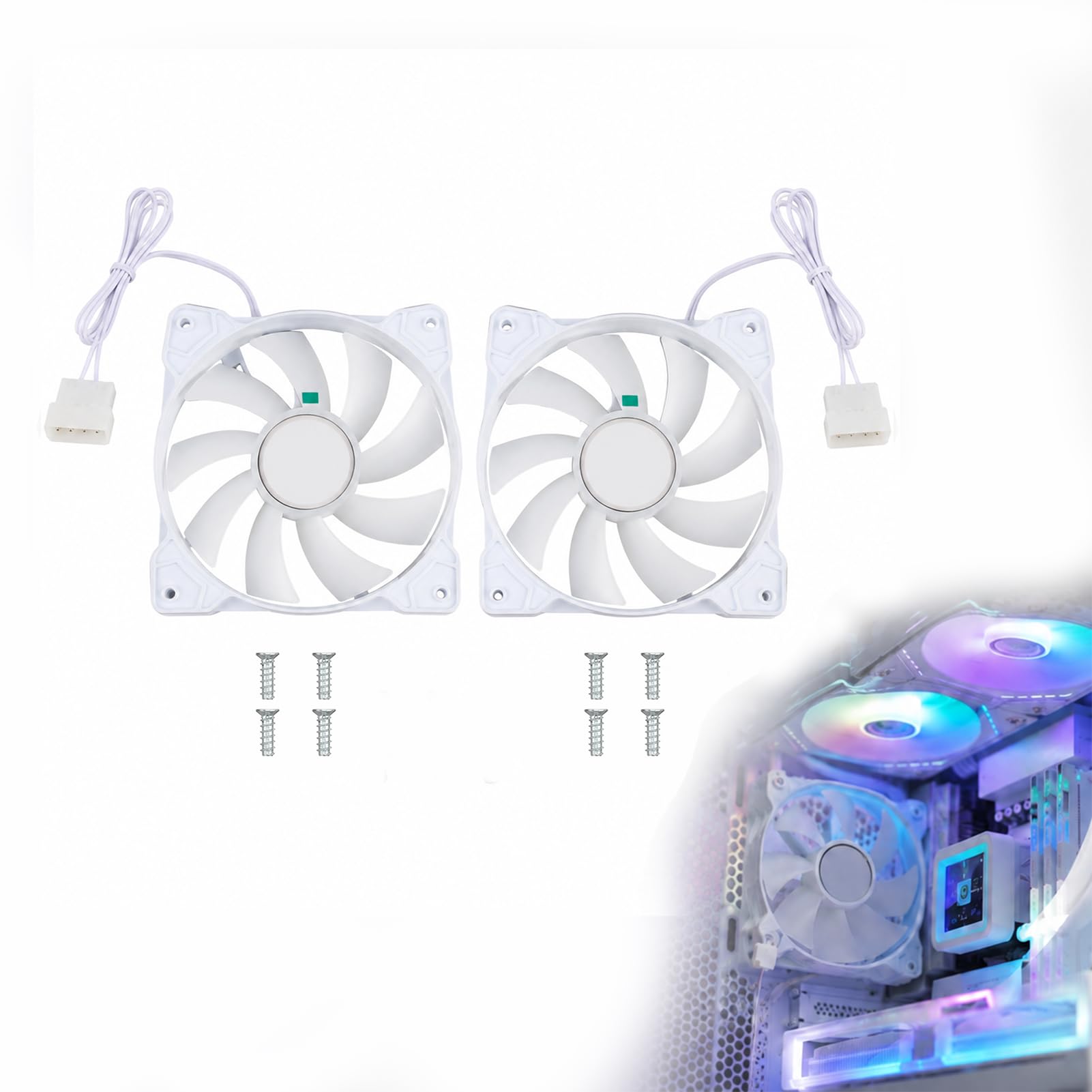2 Piezas Ventilador PWM 120mm, Fan PC ARGB, Ventilador de Caja con Conexión en Cadena, Iluminación 5V ARGB, Bajo Nivel de Ruido, Alta Presión Estática, Compatible Radiadores, Disipadores y Gaming PC
