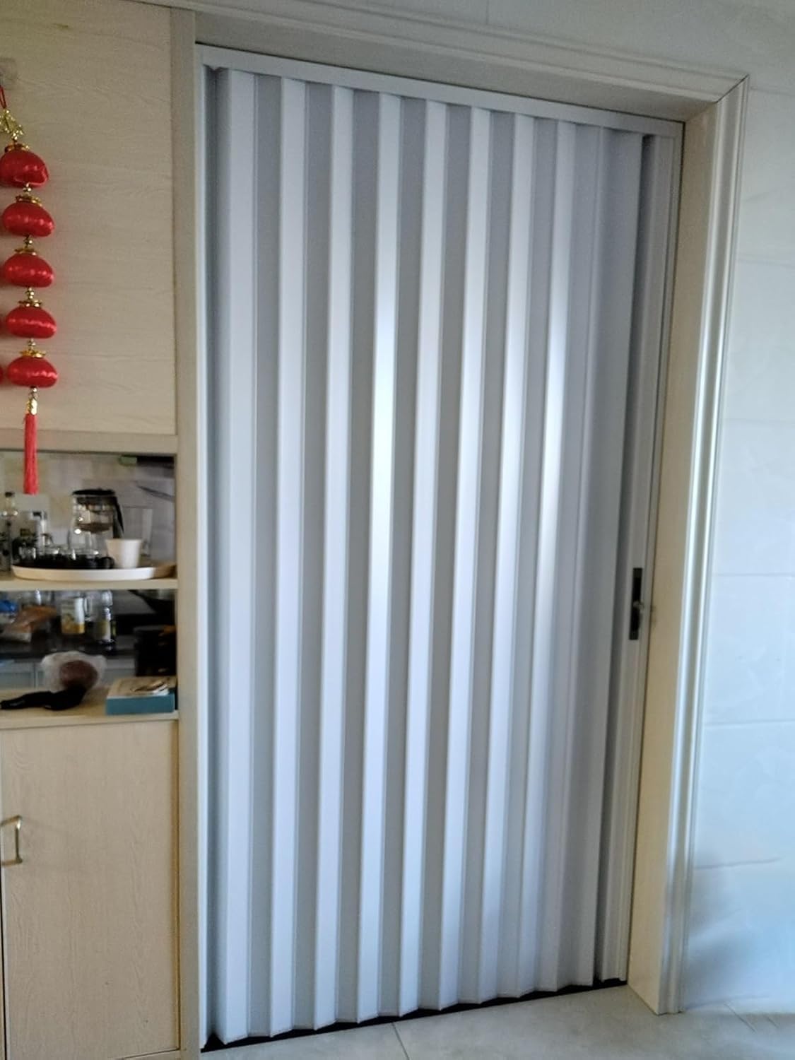 90in Tall Accordion Sliding Closet Door - Aluminum Folding Magnetic Room Divider for Outdoor Patio, Balcony & Garage - Space-Saving Design (21x90in/53.5x228.6cm)