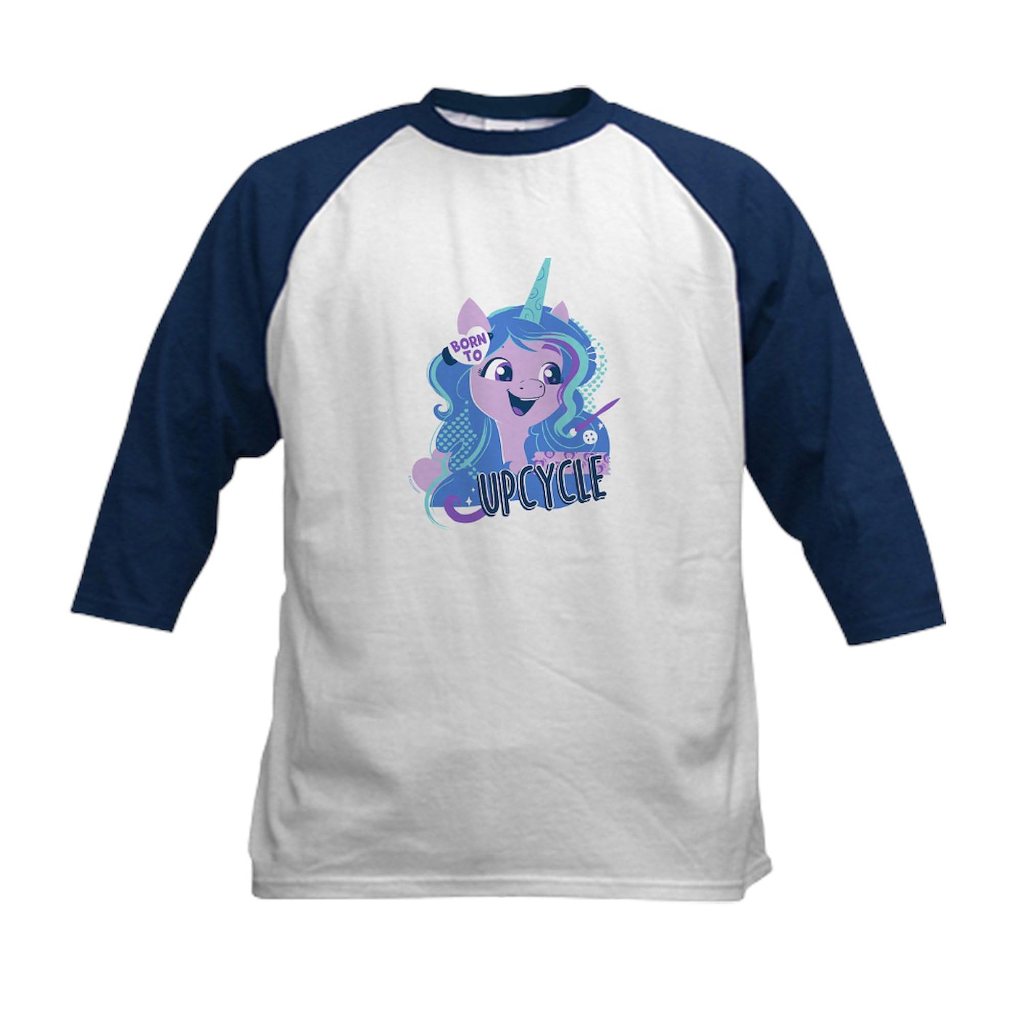 CafePress MLP Izzy Born to Upcycle Baseball Jersey Kids Cotton Baseball Jersey, 3/4 Raglan Sleeve Shirt Navy/White