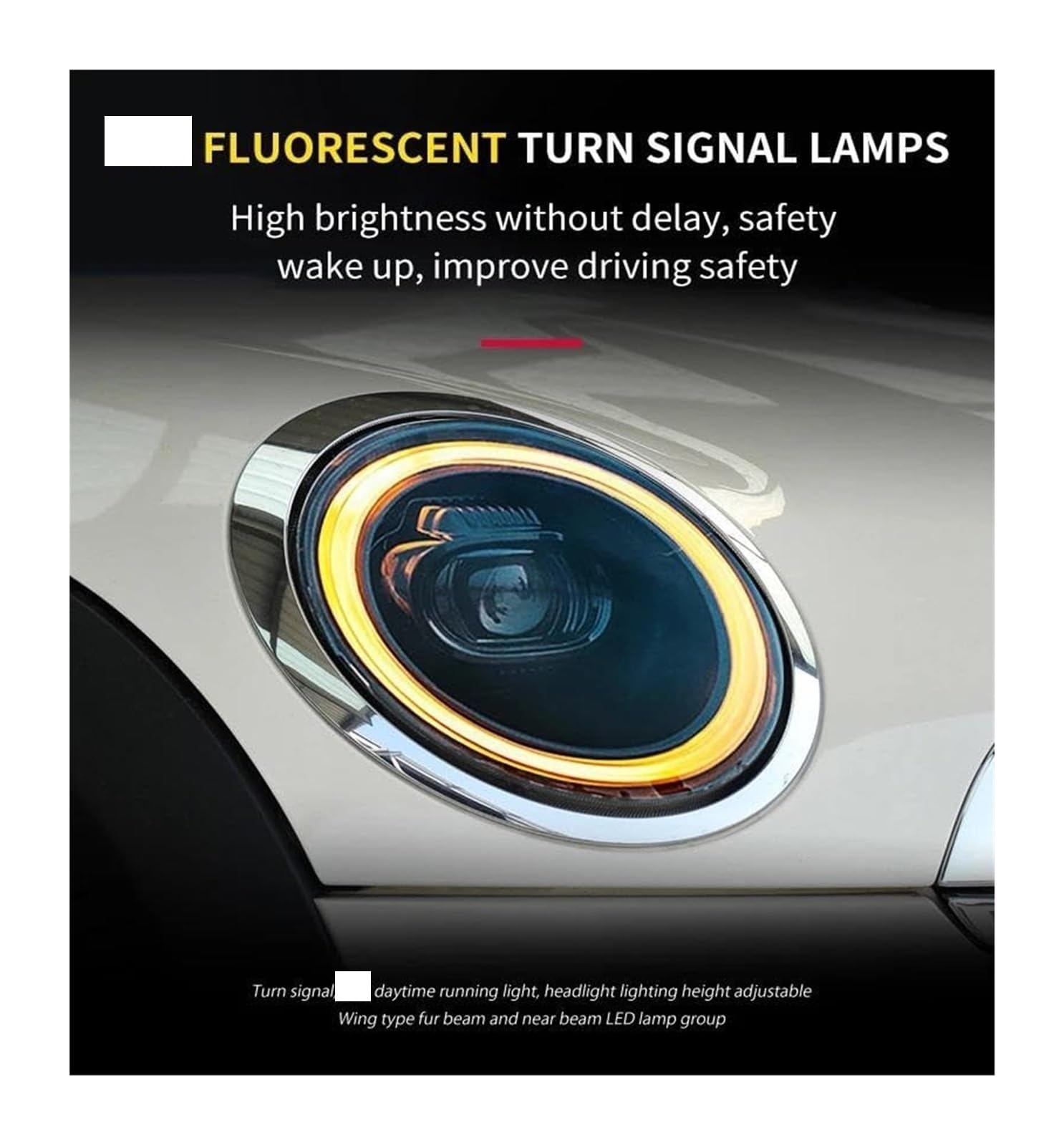 Dynamiczny kierunkowskaz dla Mini R55 R56 2007-2013 dla Cooper R57 Zespół reflektorów DRL Lusterka kierunkowskazu przedniego reflektora (biały jeden zestaw)