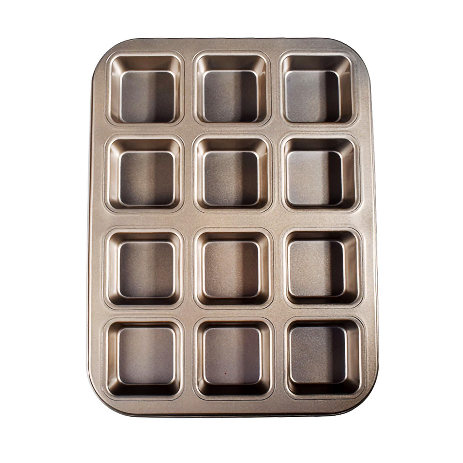 Mini-Laib-Pfanne 8-Kavitäten-Backformen aus Kohlenstoffstahl Antihaft-Brotbackform Einteiliges Design (Golden 12 Cavity)