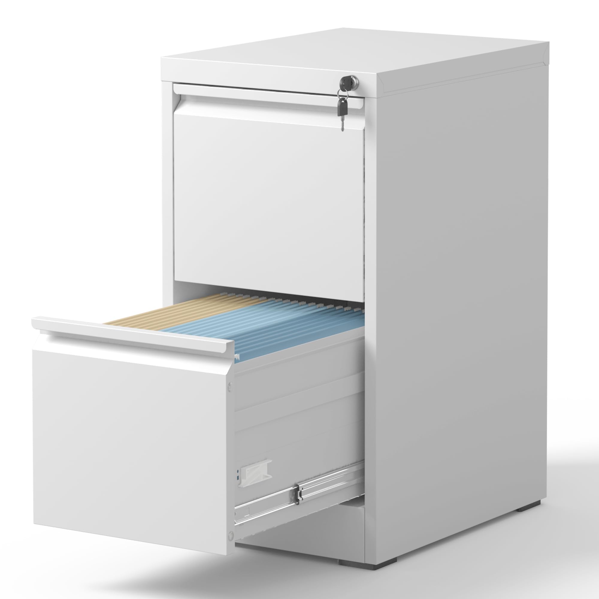 BIZOEIRON 2 Drawer File Cabinet with Lock, Steel Vertical Filing Cabinets for Home Office, Small Metal Storage Cabinet for Hanging Legal/Letter Size