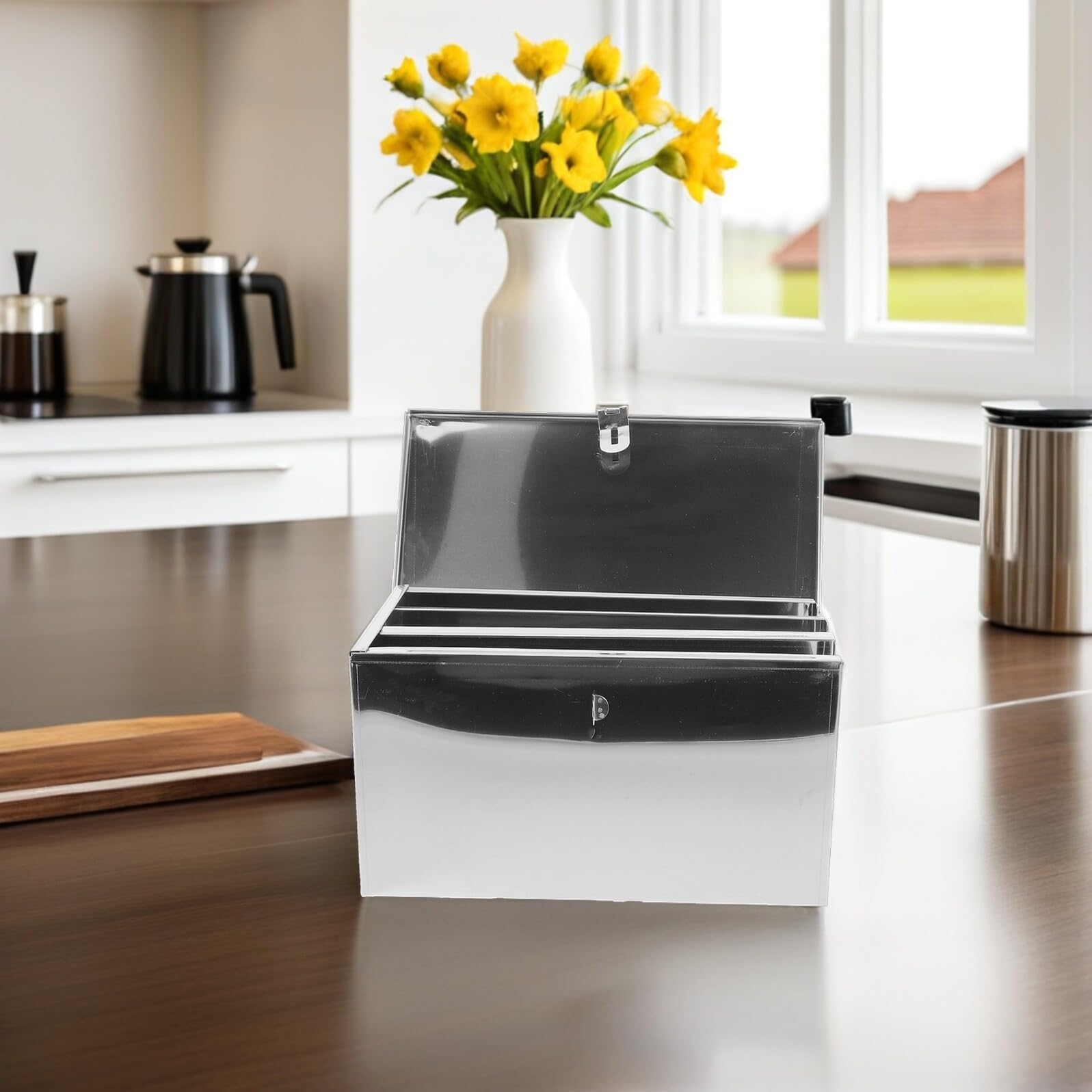 Healeved Caja de Almacenamiento Cierre Seguro Acero Inoxidable Plateado 3 Ranuras Resistentes y Protección Infantil para Cuchillos de Cocina para Uso Profesional en Restaurantes