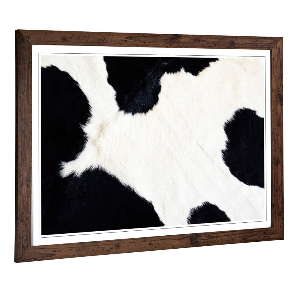 Big Box Art Framed Print of Cow Fur Design | Wall Art Picture | Home Decor for Kitchen, Living, Dining Room, Lounge, Bedroom, Hallway, Office, Walnut, A2 / 24.5x18 Inch / 62x45cm