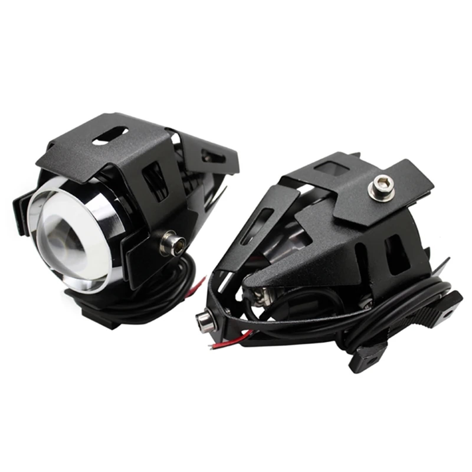 Anabbaglianti 2 pezzi/set U5 LED Faro per moto 3 modalità 3000LM Proiettore per moto Fendinebbia Luci per motociclette(Black Shell)