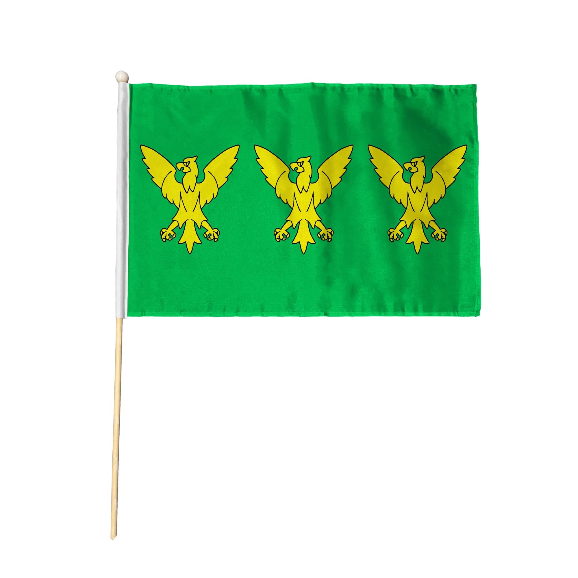 Flagtex Caernarfonshire Pack of 12 Hand Waving Flag (9x6 Inch) - Premium Wooden Stick Hand Flag 9x6 Inch Natural Wood Pole Welsh Historic County Flag Events Parades Celebrations