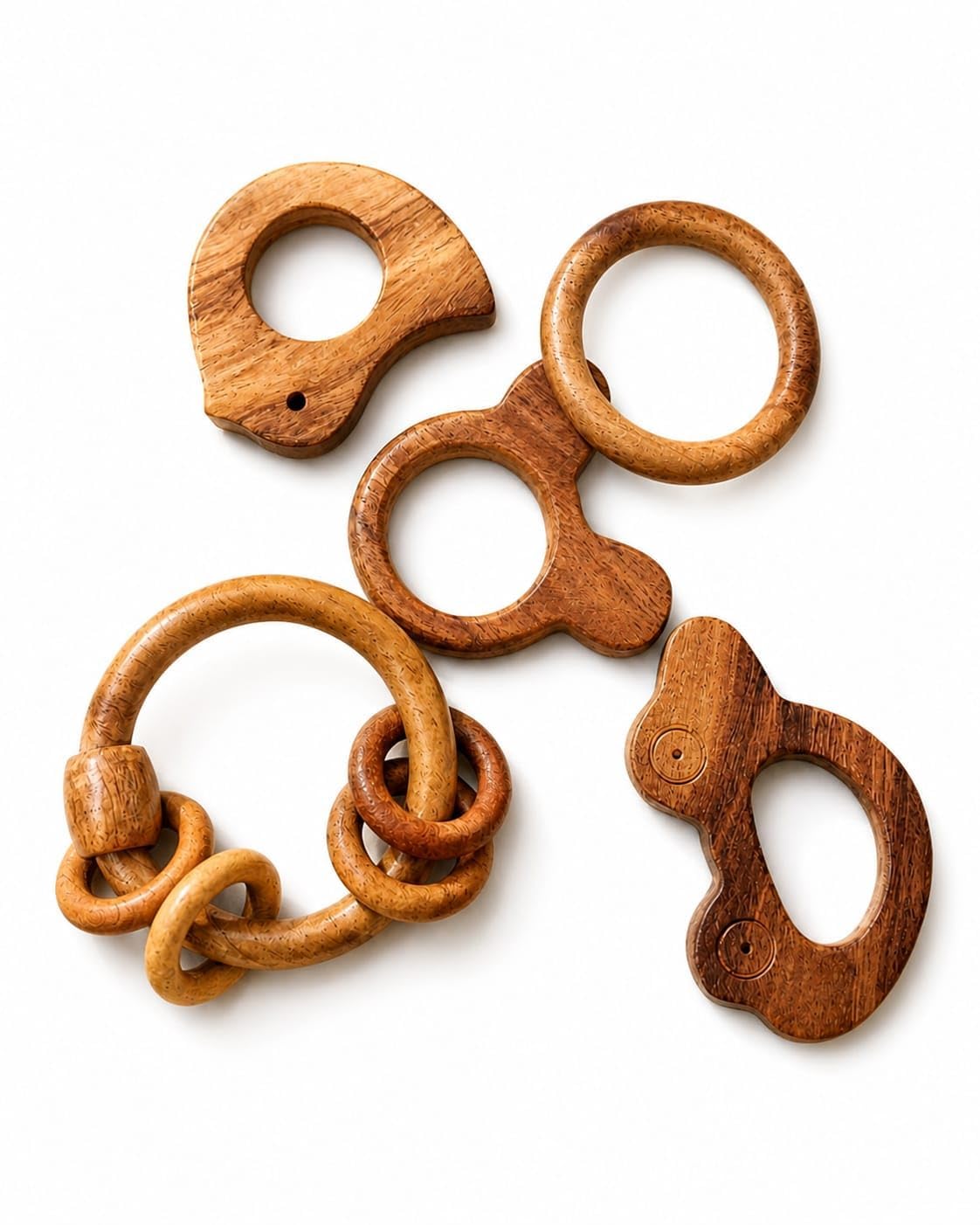BOOP Natural Wooden Baby Teether Rattle Toy Set for Infants | Safe Montessori Sensory for Newborn Babies | Wooden Ring Teether | Handheld Baby Grasping Toys | Early Learning Teether for Infants and Toddlers (Design 7)-image-49