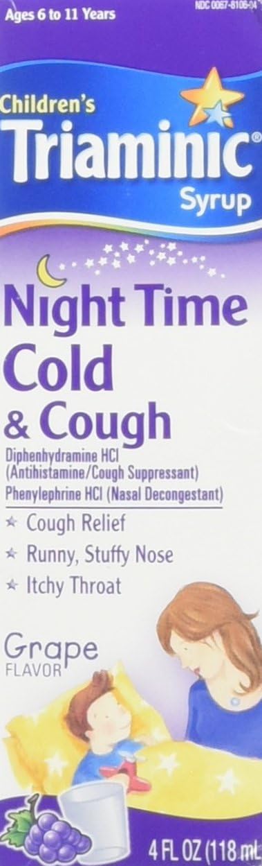 Triaminic Children's, Night Time, Cold & Cough Syrup, Grape - 4 oz, Pack of 2
