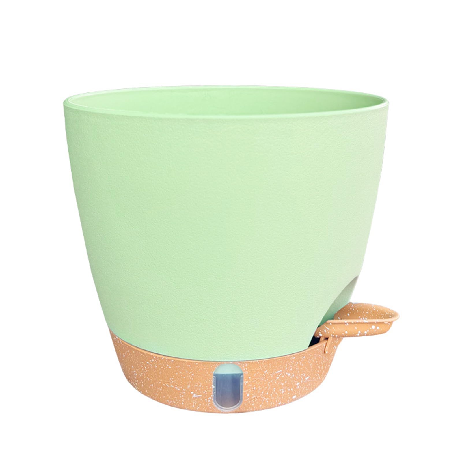 JORCEDI 25cm, 20cm, 15cm Plastic Plant Pots, 2 Pack Flower Pots with Drainage Holes and Saucers, Indoor Outdoor Planters Garden Planters (Green,25cm)